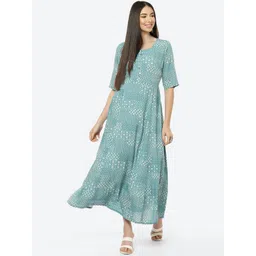 Rangriti Grey & Blue Ethnic Motifs Ethnic Maxi Dress-picture-17