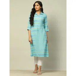 Rangriti Light Blue Printed A Line Kurta-picture-32
