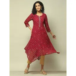 Rangriti Maroon Straight Fit Printed Kurta-picture-13