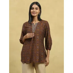 Rangriti Mustard Blended Printed Kurti-picture-22