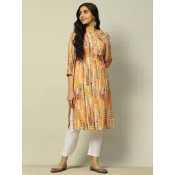 Rangriti Mustard Printed Straight Kurta-picture-13