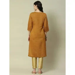 Rangriti Mustard Printed Straight Kurta image 2