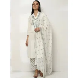Rangriti Off White Regular Fit Printed Dupatta-picture-35