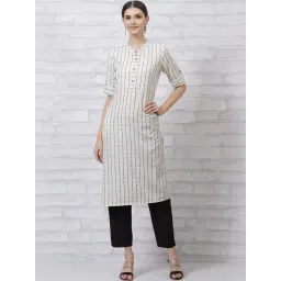Rangriti Off-White Woven Pattern Straight Kurta-picture-29
