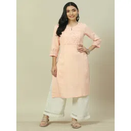 Rangriti Peach Embroidered Straight Kurta-picture-33