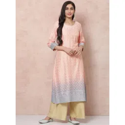Rangriti Peach Printed Straight Kurta-picture-26