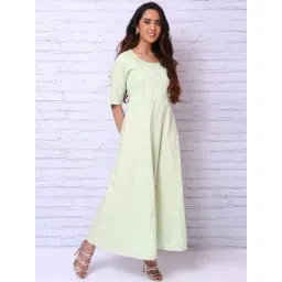 Rangriti Pista Green Cotton Printed Maxi Dress-picture-29