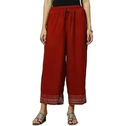 rangriti Rust Liva Straight Solid Palazzo for Women-picture-17