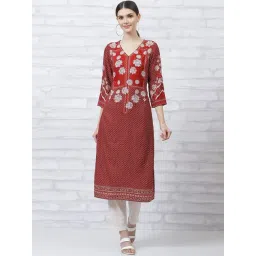 Rangriti Rust Printed Straight Kurta-picture-29