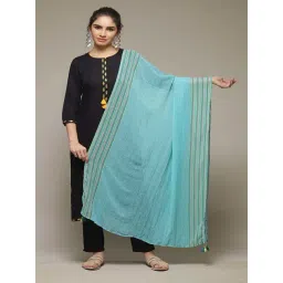 Rangriti Turquoise Striped Dupatta-picture-30