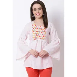 Rangriti White Cotton Printed Top-picture-33
