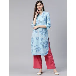 Rangriti Women Blue Floral Printed Kurta-image-35