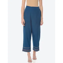 Rangriti Women Blue Straight Ethnic Palazzos-picture-15