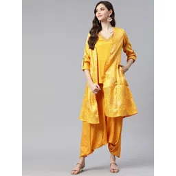 Rangriti Women Ethnic Motifs Woven Design Kurti with Dhoti Pants & Jacket-picture-34