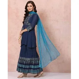 rangriti Women Floral Print A-Line Kurta with Palazzos & Dupatta-picture-12