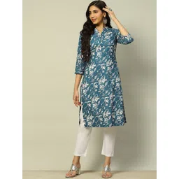 Rangriti Women Floral Printed Flared Sleeves Sequinned Kurta-picture-10
