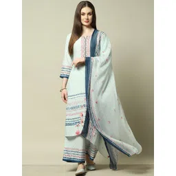 Rangriti Women Floral Printed Regular Kurta with Palazzos & With Dupatta-picture-47