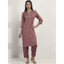 Rangriti Women Floral Printed Regular Kurta with Salwar-image-0