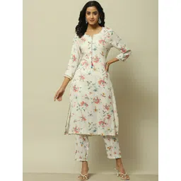 Rangriti Women Floral Printed Regular Kurta with Trousers-picture-37