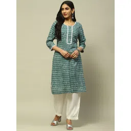 Rangriti Women Floral Printed Round Neck Straight Kurta-picture-16