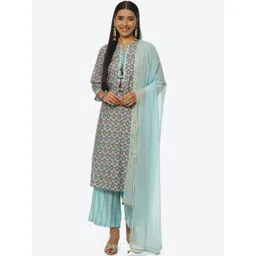 Rangriti Women Printed Notch Neck Kurta with Palazzos & Dupatta-picture-29