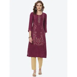 Rangriti Women Purple Ethnic Motifs Printed Kurta-picture-13