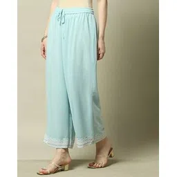 rangriti Women Straight Palazzos with Embroidered Hem-picture-10