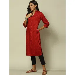 Rangriti Women Woven Design Straight Kurta image 5