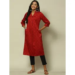 Rangriti Women Woven Design Straight Kurta image 3