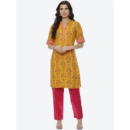 Rangriti Women Yellow Floral Printed Kurta-picture-20