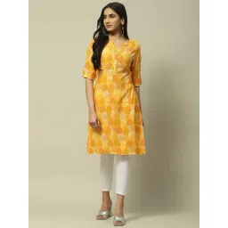 Rangriti Yellow Printed Straight Kurta-picture-22