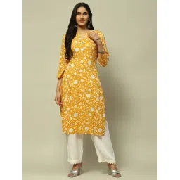 Rangriti Yellow Printed Straight Kurta-picture-28