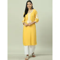 Rangriti Yoke Design Thread Work Pathani Straight Kurta-picture-40