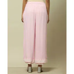 rangriti Women Straight Palazzos with Embroidered Hem image 3