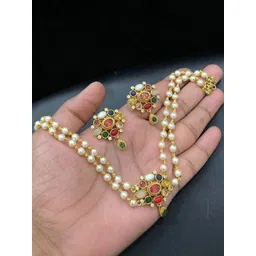 Rangrozo Jewellery Gold-Plated Stone-Studded & Beaded Jewellery Set-picture-32