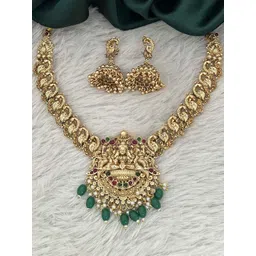 Rangrozo Jewellery Gold-Plated Stone-Studded & Beaded Jewellery Set-picture-25