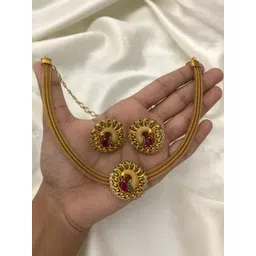 Rangrozo Jewellery Gold-Plated Stone-Studded Jewellery Set-picture-19