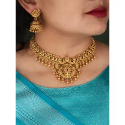 Rangrozo Jewellery Gold-Plated Stones-Studded & Beaded Jewellery Set-picture-19