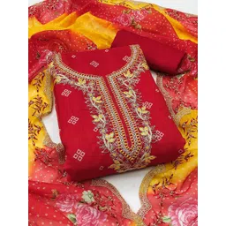 Rangtulika Ethnics Floral Embroidered Chanderi Unstitched Dress Material-picture-38