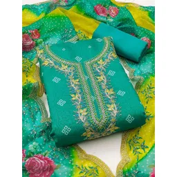 Rangtulika Ethnics Floral Embroidered Chanderi Unstitched Dress Material-picture-25