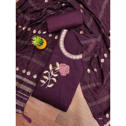 Rangtulika Ethnics Floral Embroidered Thread Work Satin Cotton Unstitched Dress Material-picture-32