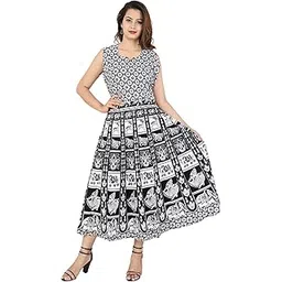 rangun Cotton Women's Cotton Jaipuri Printed Maxi Long Dress (Free Size MultiColor)-picture-37