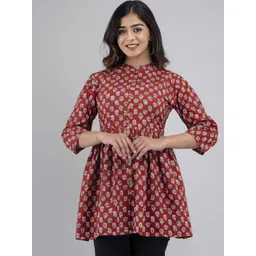 Rangun Floral Print Mandarin Collar Top-picture-34