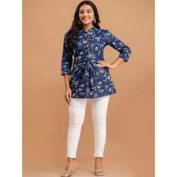 Rangun Floral Print Mandarin Collar Top-picture-39