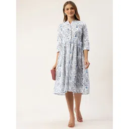 Rangun Women Floral Printed Fit & Flare Midi Dress-picture-15