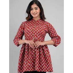 Rangun Women Floral Printed Mandarin Collar Peplum Top-picture-21