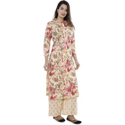 rani prints jaipur Women Floral Print Pure Cotton Frontslit Kurta-picture-15