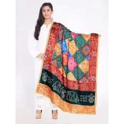 Rani Saahiba Bandhani Printed Mirror Work Taping Border Dupatta-picture-26