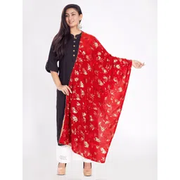 Rani Saahiba Floral Foil Printed Taping Border Detail Velvet Dupatta-picture-37