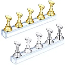 ranore 2 Sets Acrylic Nail Display Stand,Magnetic Nail Tip Practice Holders (Nail Art Stands For Salon Home,Nail Holder For Painting Nails(GOLD-SILVER)-picture-30